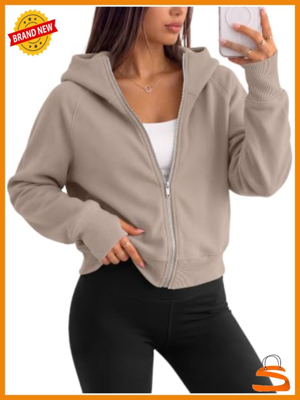 Women's Zip Up Cropped Hoodie Full Zip Fleece Sweatshirt Casual Fall Winter